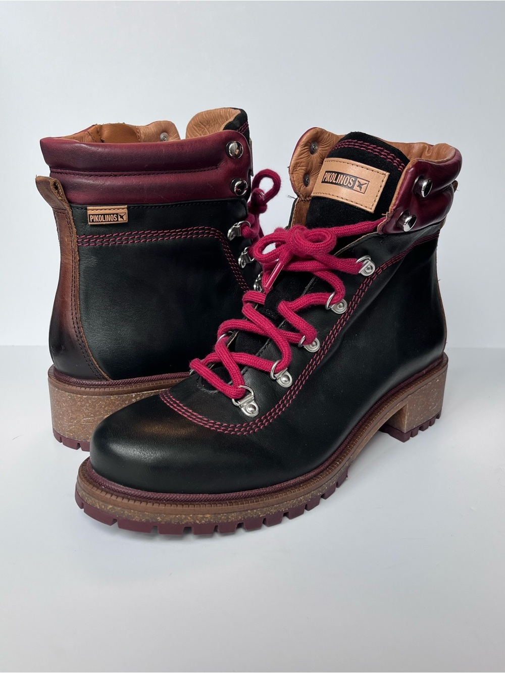 PIKOLINOS Aspe Leather Zip Hiker Red Laced Boots Women’s EU 39 US 8.5